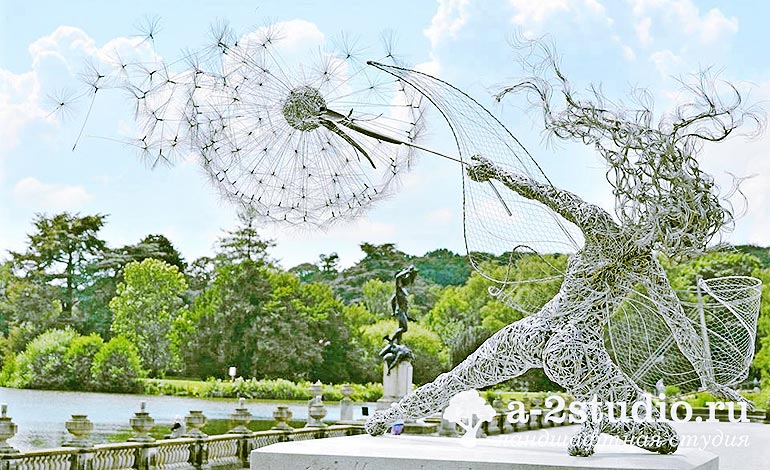 Садовая скульптура из проволоки 'Лесная фея'