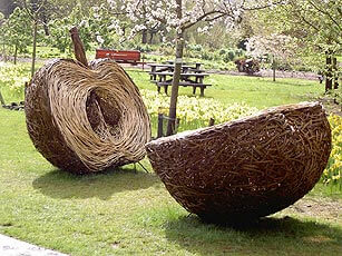 Плетеная скульптура из веток деревьев 'Яблоко'